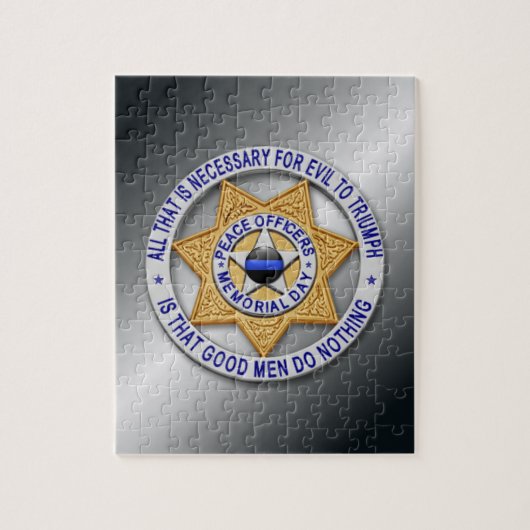 Thin Blue Line Star Badge Legpuzzel (Verticaal)