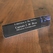 Thin Blue Line - Stars and Stripes Flag Salute Naambordje (Zijkant)