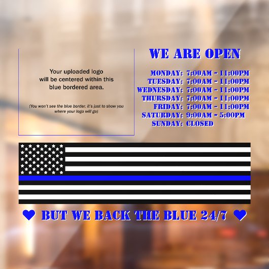 [Thin Blue Line] Steun het Blauwe Bedrijf Raamsticker (Vel 2)