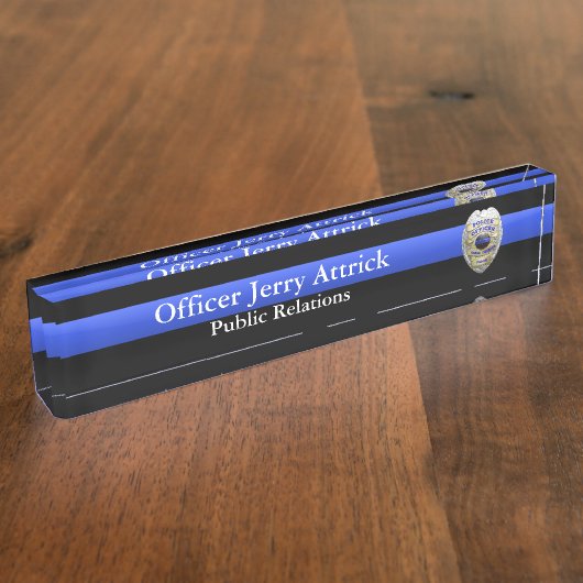 Thin Blue Line - Super Hi Res Police Officer Badge Naambordje (Zijkant)