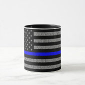 THIN BLUE LINE SUPPORT POLICE COFFEE MOK (Midden)