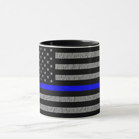 THIN BLUE LINE SUPPORT POLICE COFFEE MOK (Midden)
