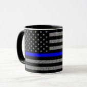 THIN BLUE LINE SUPPORT POLICE COFFEE MOK (Voorkant links)