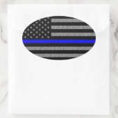 THIN BLUE LINE SUPPORT POLICE OVAL BUMPERSTICKER OVALE STICKER (Tas)