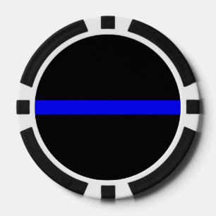 Thin Blue Line Symbolisch op een Poker Chips
