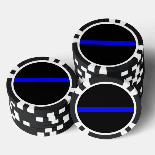 Thin Blue Line Symbolisch op een Poker Chips (Opstapeling)