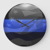 Thin Blue Line Trooper Flag Salute Grote Klok (Voorkant)