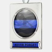 Thin Blue Line Trooper Salute Flag Verzilverd Banner Ornament (Links)