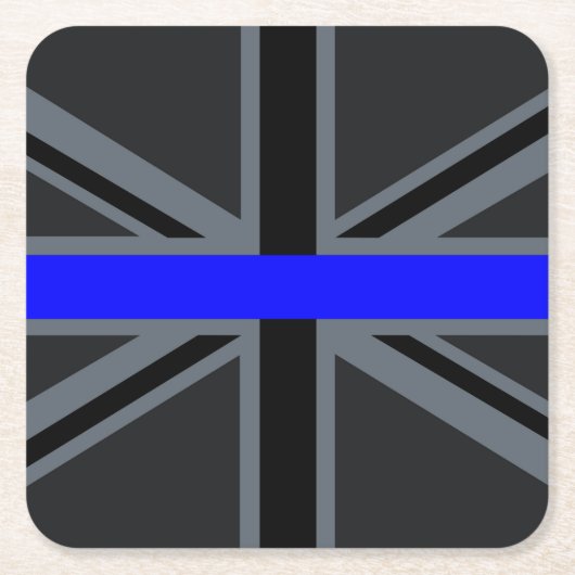 Thin Blue Line Union Jack Decor Kartonnen Onderzetters (Voorkant)