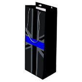 Thin Blue Line Union Jack Decor Wijn Cadeautas (Voorkant Gekanteld)