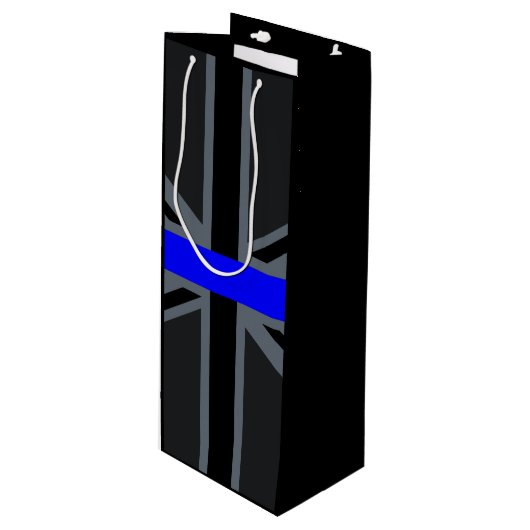 Thin Blue Line Union Jack Decor Wijn Cadeautas (Voorkant Gekanteld)