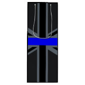 Thin Blue Line Union Jack Decor Wijn Cadeautas (Voorkant)