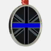Thin Blue Line Union Jack Graphic Metalen Ornament (Rechts)