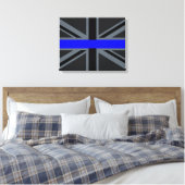 Thin Blue Line Union Jack-stijl Canvas Afdruk (Insitu (Slaapkamer))