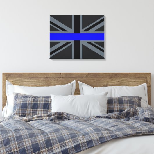 Thin Blue Line Union Jack-stijl Canvas Afdruk (Insitu (Slaapkamer))