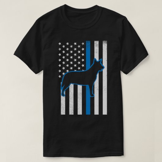 Thin Blue Line US Flag Heeler Police Cattle Pa T-shirt (Design voorkant)