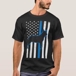 Thin Blue Line US Flag Heeler Police Cattle Pa T-shirt
