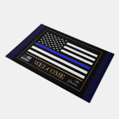 Thin Blue Line USA & American Flag Police Welcome Deurmat (Schuin)