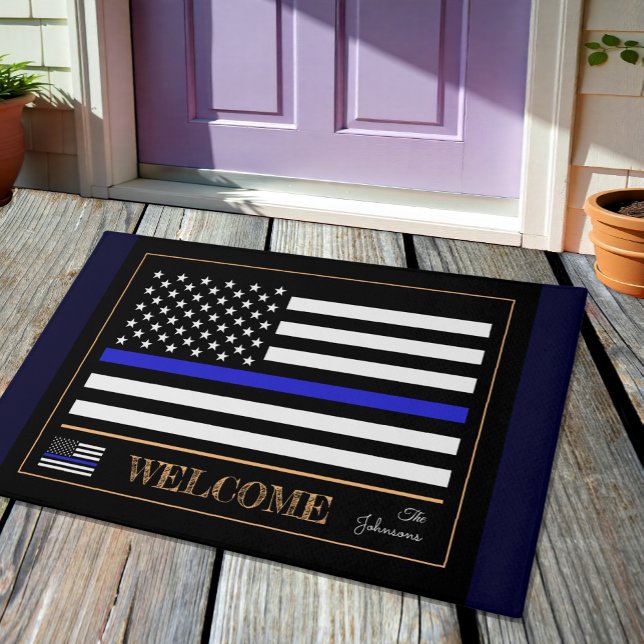 Thin Blue Line USA & American Flag Police Welcome Deurmat (Creator heeft geüpload)