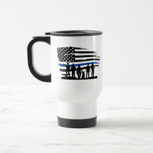 Thin Blue Line, USA Police Support, Vlag VS Reisbeker (Links)