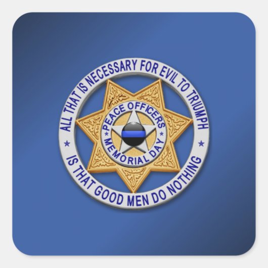 Thin Blue Line Vierkante Sticker (Voorkant)