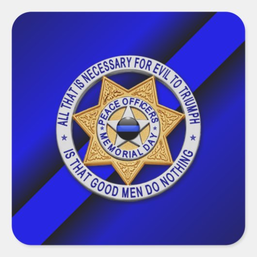 Thin Blue Line Vierkante Sticker (Voorkant)