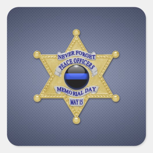 Thin Blue Line Vierkante Sticker (Voorkant)