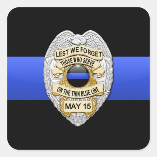 Thin Blue Line Vierkante Sticker (Voorkant)