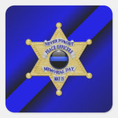 Thin Blue Line Vierkante Sticker (Voorkant)