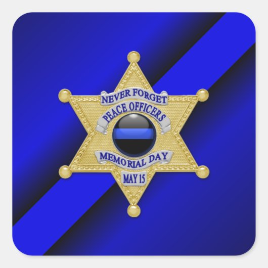 Thin Blue Line Vierkante Sticker (Voorkant)