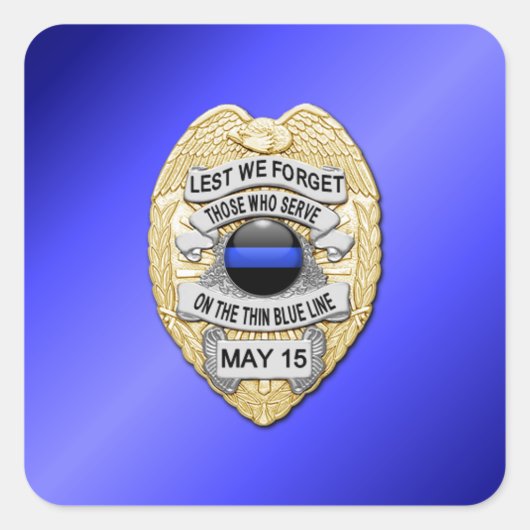 Thin Blue Line Vierkante Sticker (Voorkant)