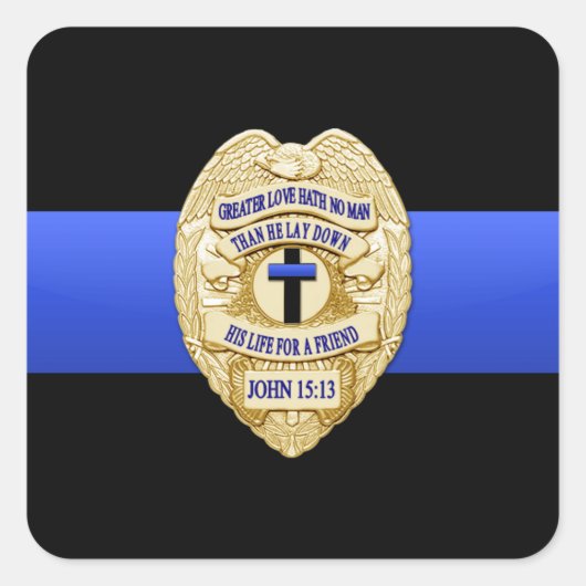 Thin Blue Line Vierkante Sticker (Voorkant)
