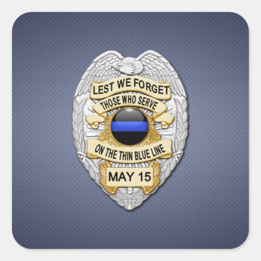 Thin Blue Line Vierkante Sticker (Voorkant)