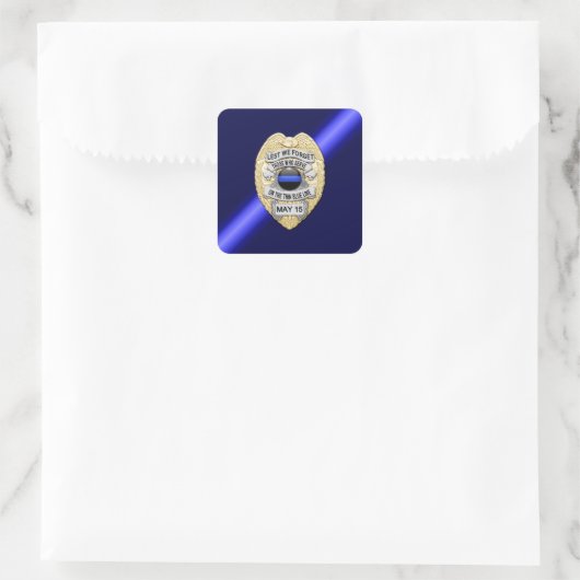 Thin Blue Line Vierkante Sticker (Tas)