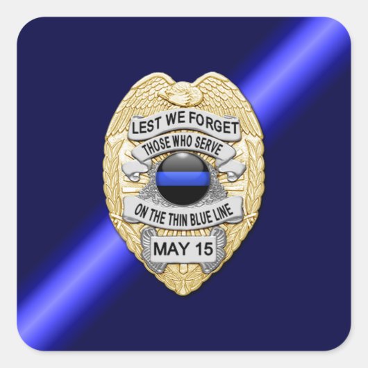 Thin Blue Line Vierkante Sticker (Voorkant)