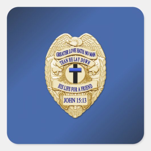 Thin Blue Line Vierkante Sticker (Voorkant)