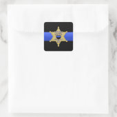 Thin Blue Line Vierkante Sticker (Tas)