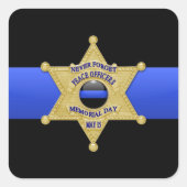 Thin Blue Line Vierkante Sticker (Voorkant)