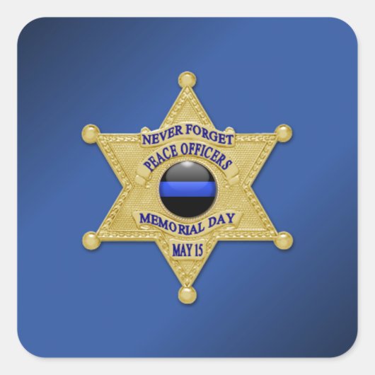 Thin Blue Line Vierkante Sticker (Voorkant)