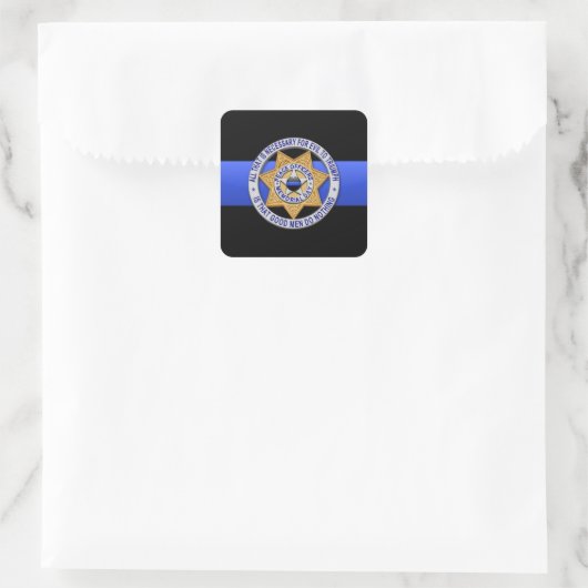 Thin Blue Line Vierkante Sticker (Tas)