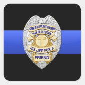 Thin Blue Line Vierkante Sticker (Voorkant)