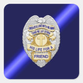 Thin Blue Line Vierkante Sticker (Voorkant)