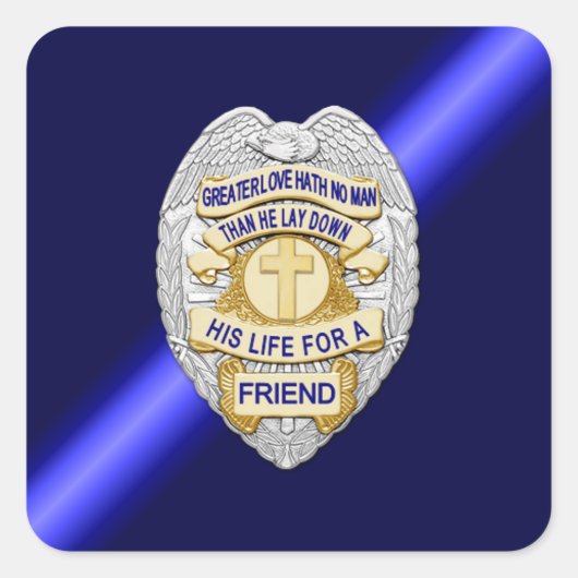 Thin Blue Line Vierkante Sticker (Voorkant)