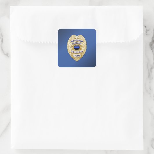Thin Blue Line Vierkante Sticker (Tas)