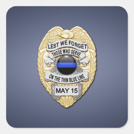 Thin Blue Line Vierkante Sticker (Voorkant)