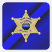 Thin Blue Line Vierkante Sticker (Voorkant)