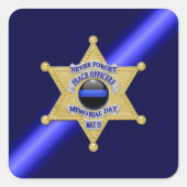 Thin Blue Line Vierkante Sticker (Voorkant)