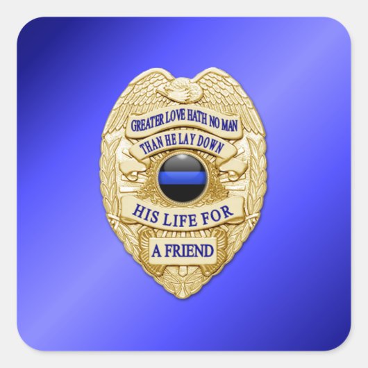 Thin Blue Line Vierkante Sticker (Voorkant)