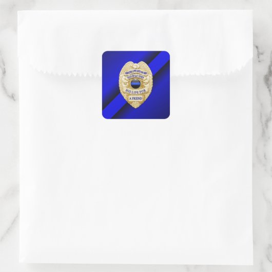 Thin Blue Line Vierkante Sticker (Tas)