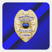 Thin Blue Line Vierkante Sticker (Voorkant)